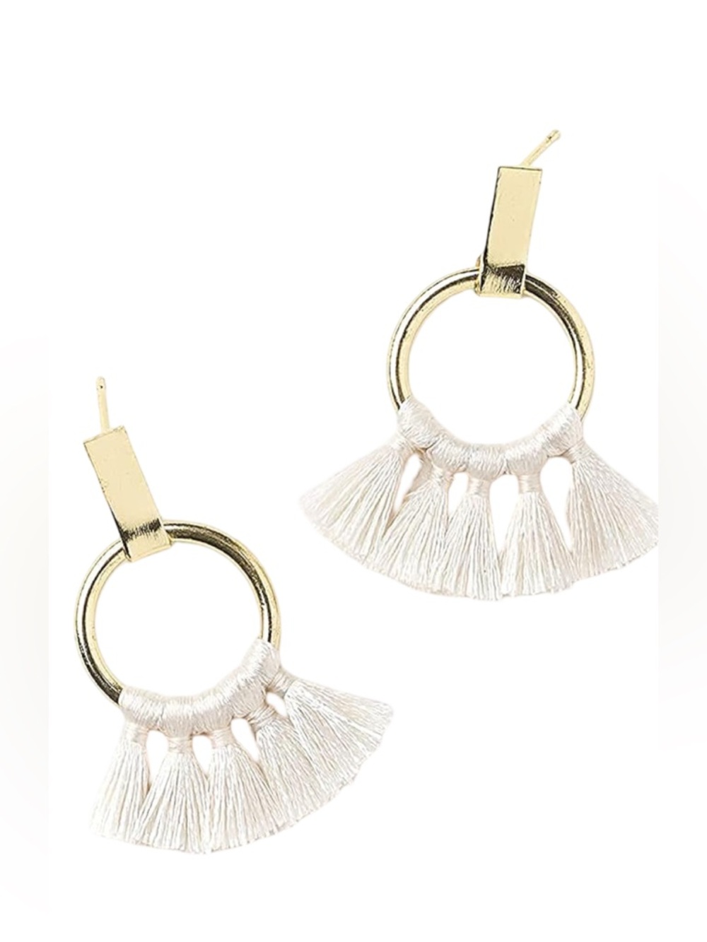 Fair Trade Gold Tassel Hoop Earrings Handmade NWT